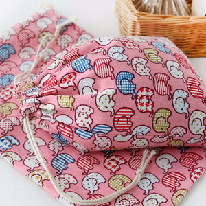 Pink Elephant Drawstring Bag
